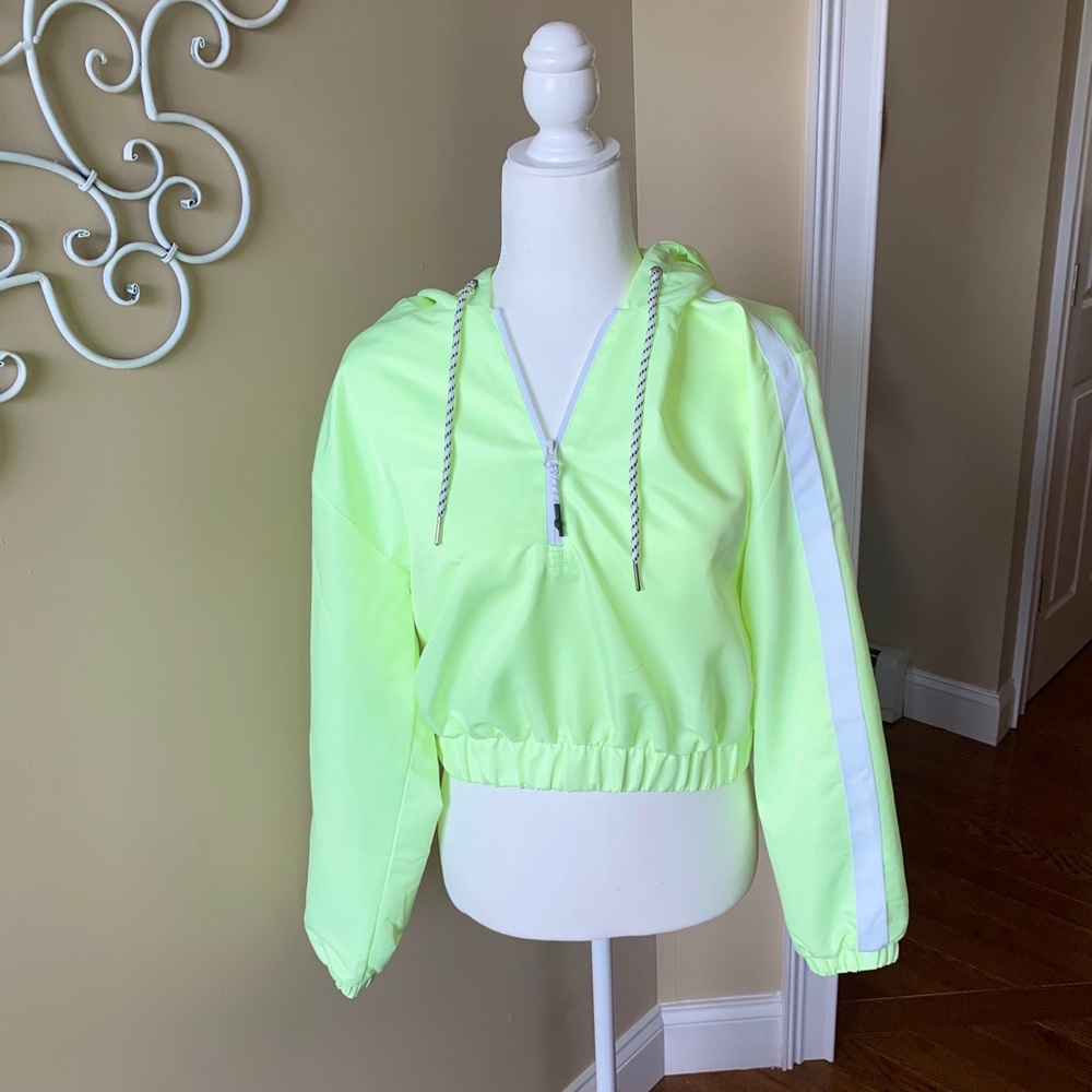 Forever 21 Crop Casual Jacket in Lime Green